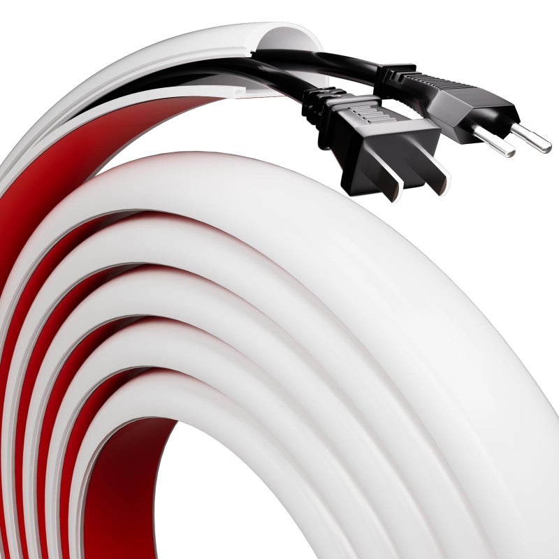MUSRCYIO 39" Silicone Cord Hider for 2-3 Cords,Flexible Side-Opening Self-Adhesive Cord Covers for Wires on Wall Mount TV,Easier Setup for Home Office Cable Management Wire Hider,1.1" W x 0.6" H,White - Image 1