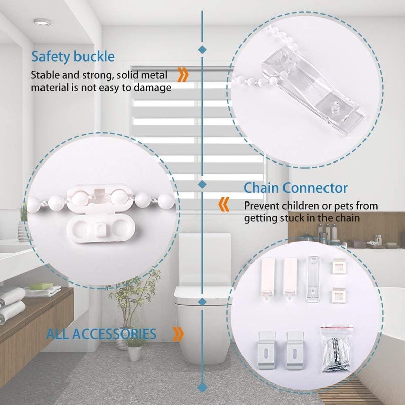 SMONTER Easy Fix Zebra Roller Blind,Day and Night Blinds Curtains with Install Accessories (45CMx150CM, GREY) - Image 4