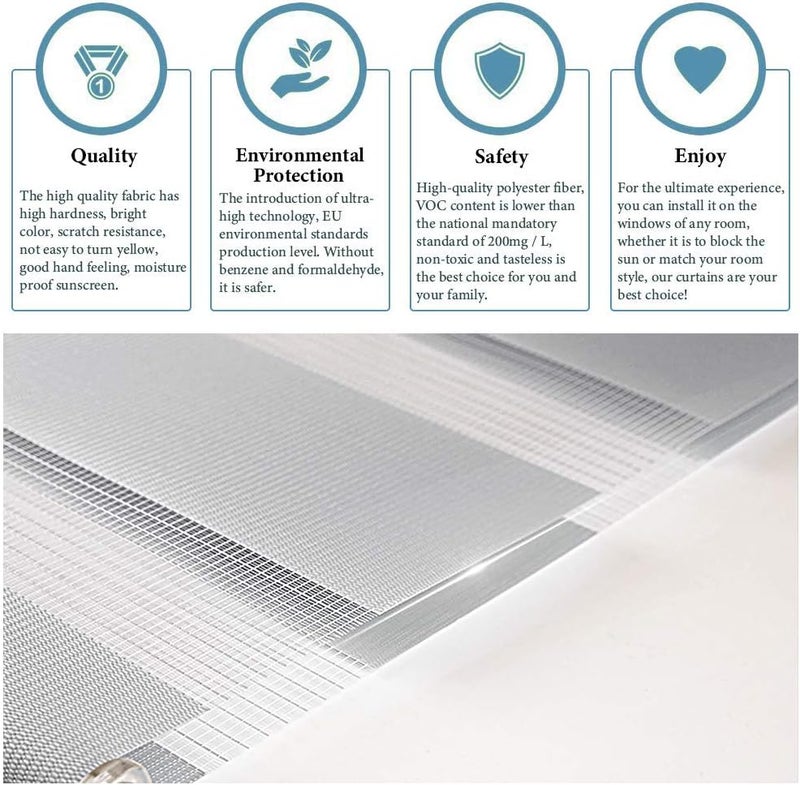 SMONTER Easy Fix Zebra Roller Blind,Day and Night Blinds Curtains with Install Accessories (45CMx150CM, GREY) - Image 5
