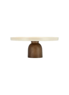 La Mesa La Mesa creamy porcelain cake stand w wooden base 30cm  - Image 1