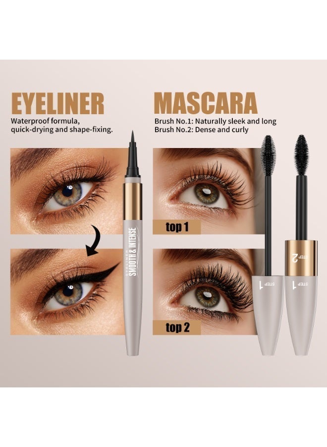 ZMDREAM 2-in-1 Lengthening & Thickening Mascara + 24H Waterproof Liquid Eyeliner Set, Smudge-Proof, Long-Lasting, Sweat & Humidity Resistant, Perfect for Middle East Hot Climate, Professional Eye Makeup for All Skin Types - Image 3