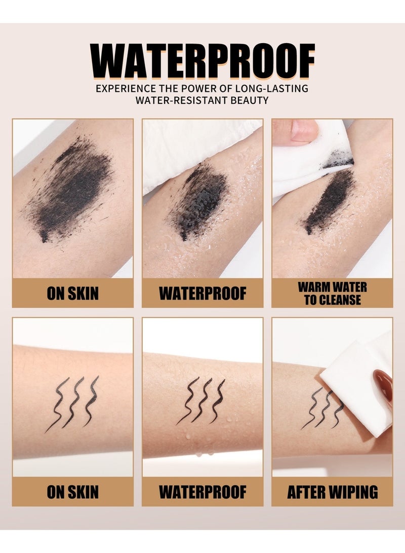 ZMDREAM 2-in-1 Lengthening & Thickening Mascara + 24H Waterproof Liquid Eyeliner Set, Smudge-Proof, Long-Lasting, Sweat & Humidity Resistant, Perfect for Middle East Hot Climate, Professional Eye Makeup for All Skin Types - Image 2