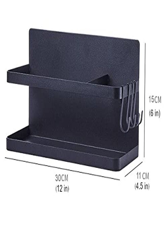 Lenotion Heavy-duty Magnetic Organizer, Multi-use Storage for Home and Locker, Magnetic Shelf, 12" Wide, Black, 1pc - Image 2