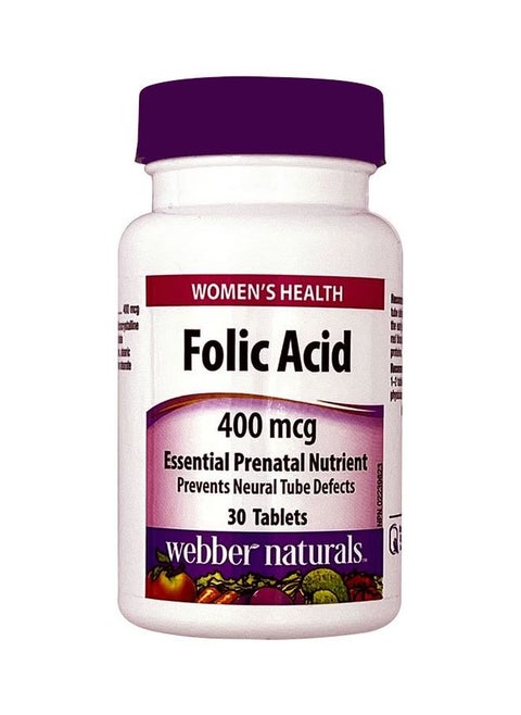 FOLIC ACID 400 MCG ESSENTIAL PRENATAL NUTRIENT PREVENTS NEURAL TUBE DEFECTS 30 TABLETS