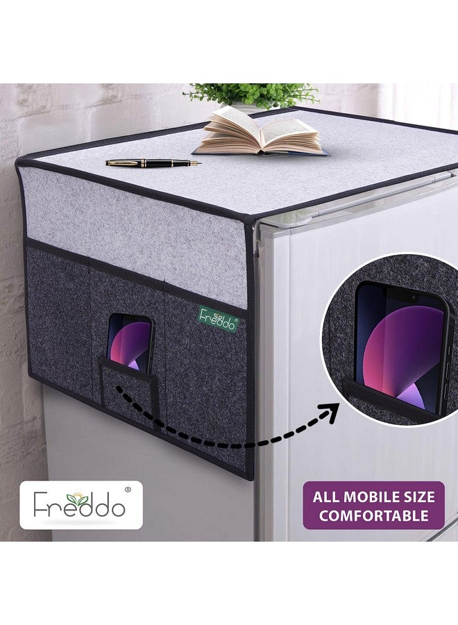 FREDDO غطاء ثلاجة فريدو مع 5 جيوب وجيب صغير للهاتف (الجزء العلوي 35 × 24 بوصة)، لون رمادي وأسود، عبوة من قطعة واحدة - Image 2