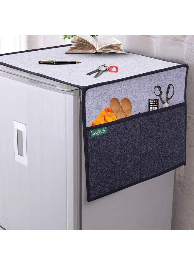 FREDDO Refrigerator/Fridge Top Cover With 5 Pocket and 1 Small Pocket for Mobile (Top Area 35 x 24 inch), Grey Black Color, Pack of 1 Piece