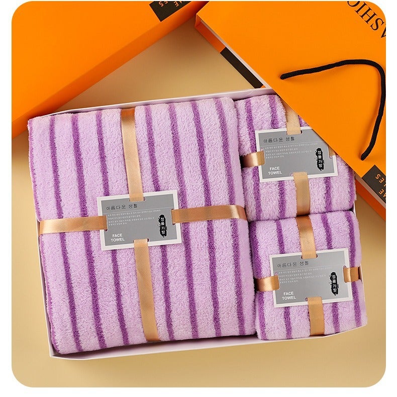 Towel Coral Velvet Towel Gift Box Handbag Absorbent Advertising Wedding Hand Gift Box Gift Towel Three-Piece Gift Set - Image 5