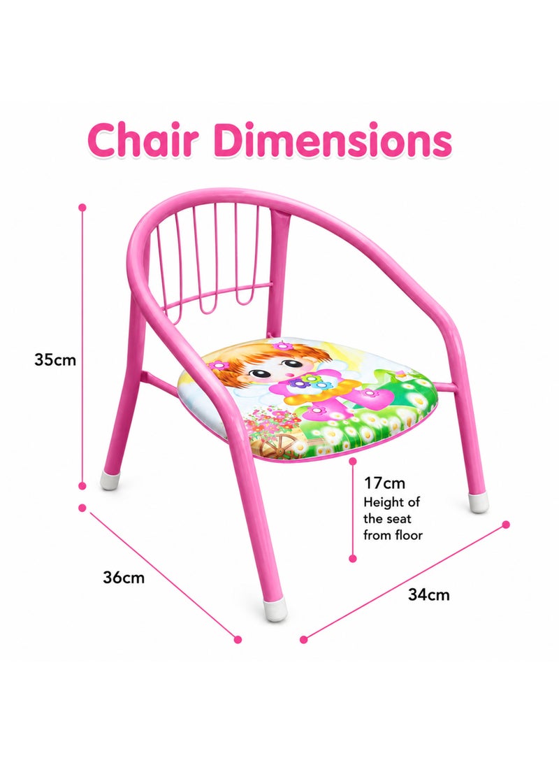 DBLEW Cute Design Baby Sitting Chairs Children Toddler Metal Frame Arm Outdoor With Squeak Pomp Pomp Sound For Study And Playing At Home Or School Strong Frame Kids Furniture Broad Wide Seating Boys Girls - Image 3