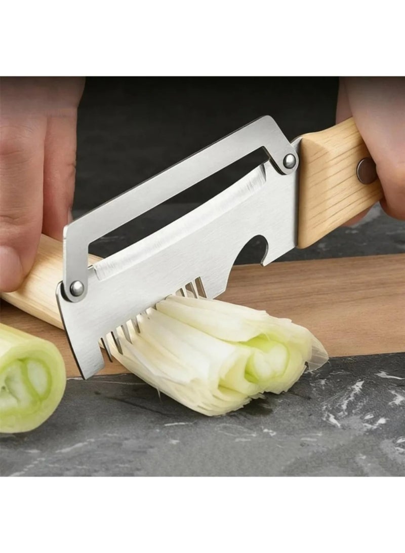 Stainless Steel Vegetable Peeler with Wooden Handle for Fruits & Slicing, Kitchen Tool - Image 2