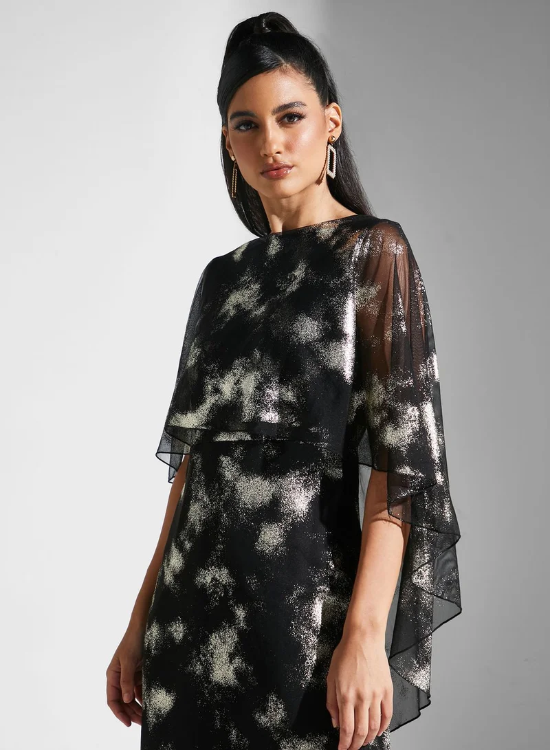 Golden Apple Abstract Print Maxi Dress