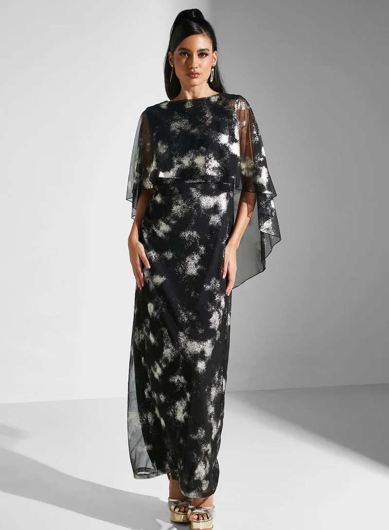 Golden Apple Abstract Print Maxi Dress