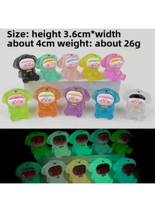 Generic Shake The Sound Of Live Explosions Push Push Music Remove Blind Bag To Touch Resin Ornaments Three-dimensional Plane Miniature Small Animal Adorable Grains-Color:[light-in-the-dark] Ge You Lying Li Four-Specifications:Bulk (single)  - Image 1