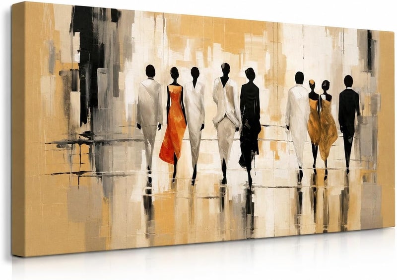 ARS Graphics ARS® Abstract Fashion Figures Canvas Wall Art 100 X 150 CM Modern Elegant People Walking Print - Image 1