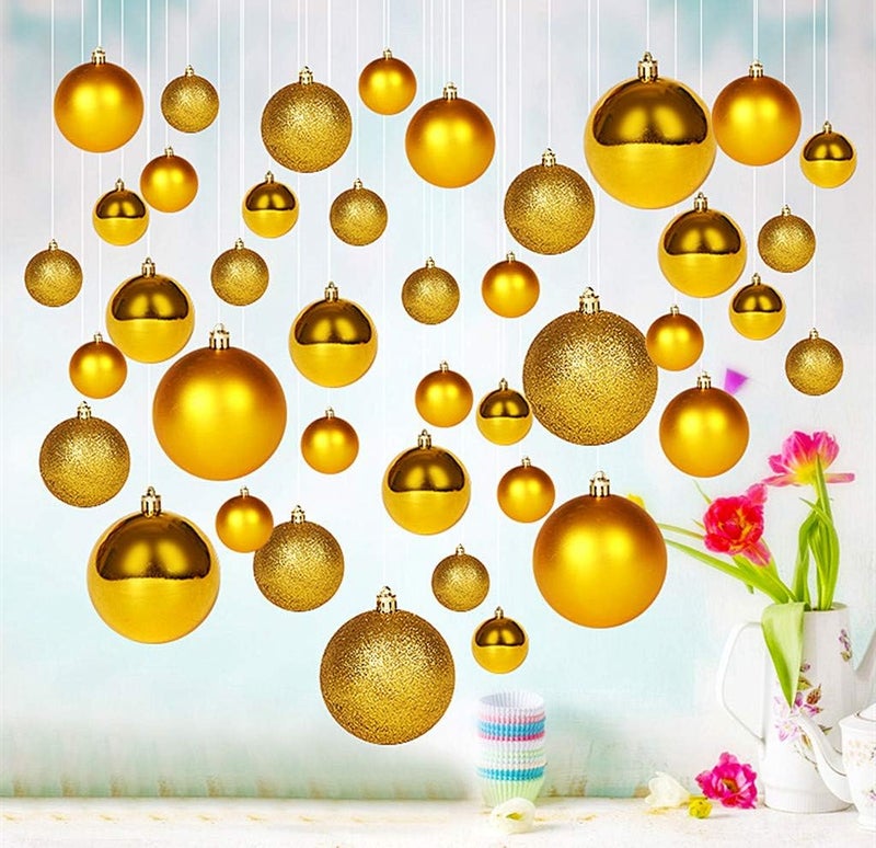 ALIMITOPIA 24pcs Christmas Ball Baubles 1.2 inches Shatterproof Plastic Hanging Balls Pendant for Xmas Tree Decoration (Tiny Size;Gold) - Image 5