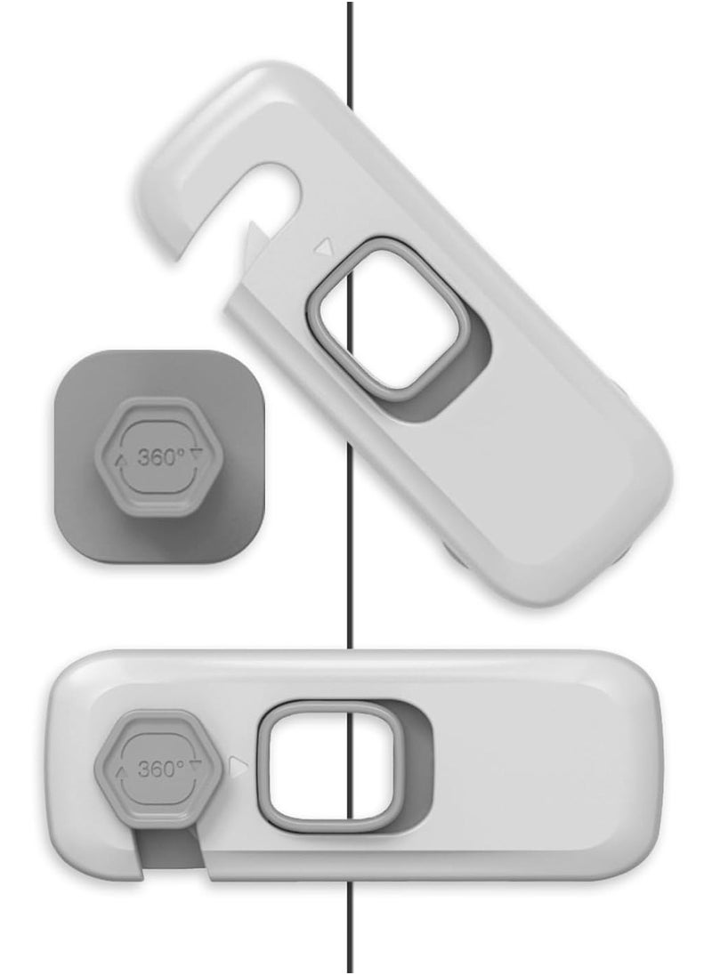Oasisgalore 5Pcs Child Safety Locks - Self Adhesive & Pinch Proof for Fridge, Cabinets & Drawers (Grey)  - Image 1