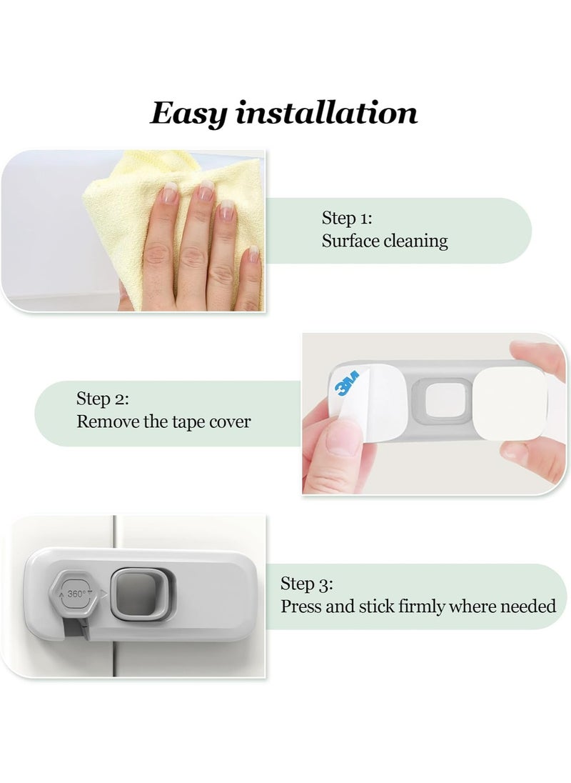 Oasisgalore 5Pcs Child Safety Locks - Self Adhesive & Pinch Proof for Fridge, Cabinets & Drawers (Grey)  - Image 5