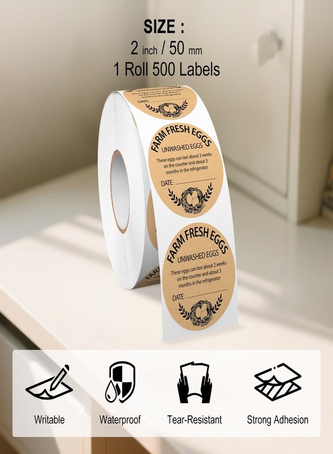 YIKIADA 500 PCS Fram Fresh Eggs Carton Labels with Collection Date 2 Inches - Image 2