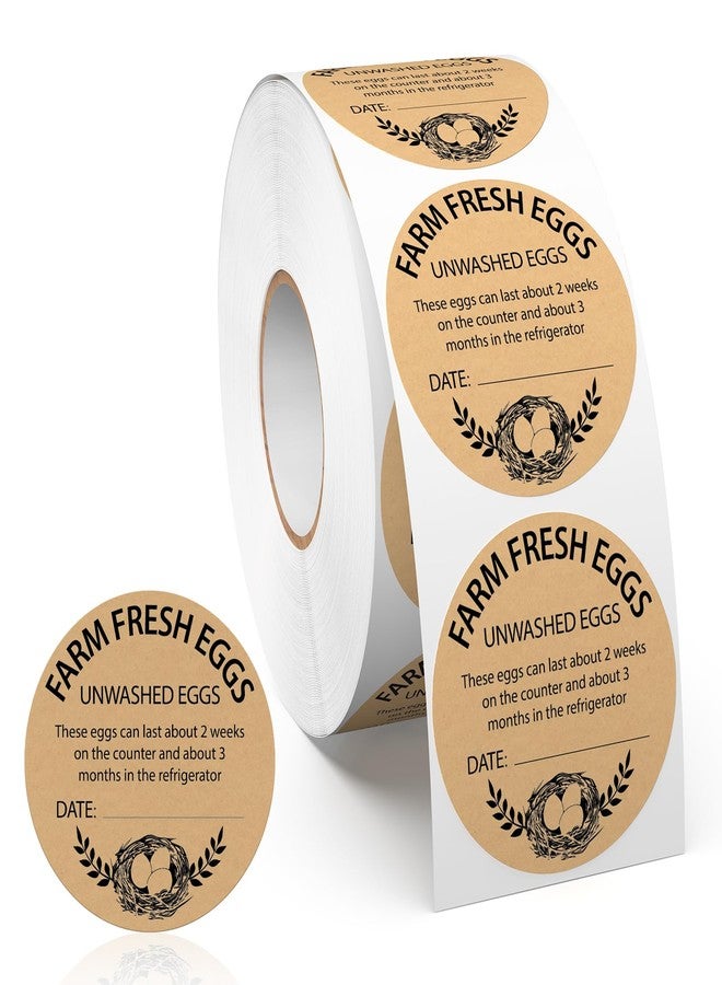 YIKIADA 500 PCS Fram Fresh Eggs Carton Labels with Collection Date 2 Inches - Image 1