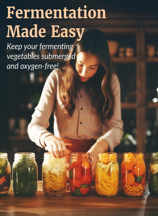 Elementi Mason Jar Fermentation Kit - Set of 4 Glass Fermenting Weights & Wide Mouth Mason Jar Fermentation Lids - Sauerkraut, Kimchi & Pickling Kit - Airlocks for Fermenting - Image 2