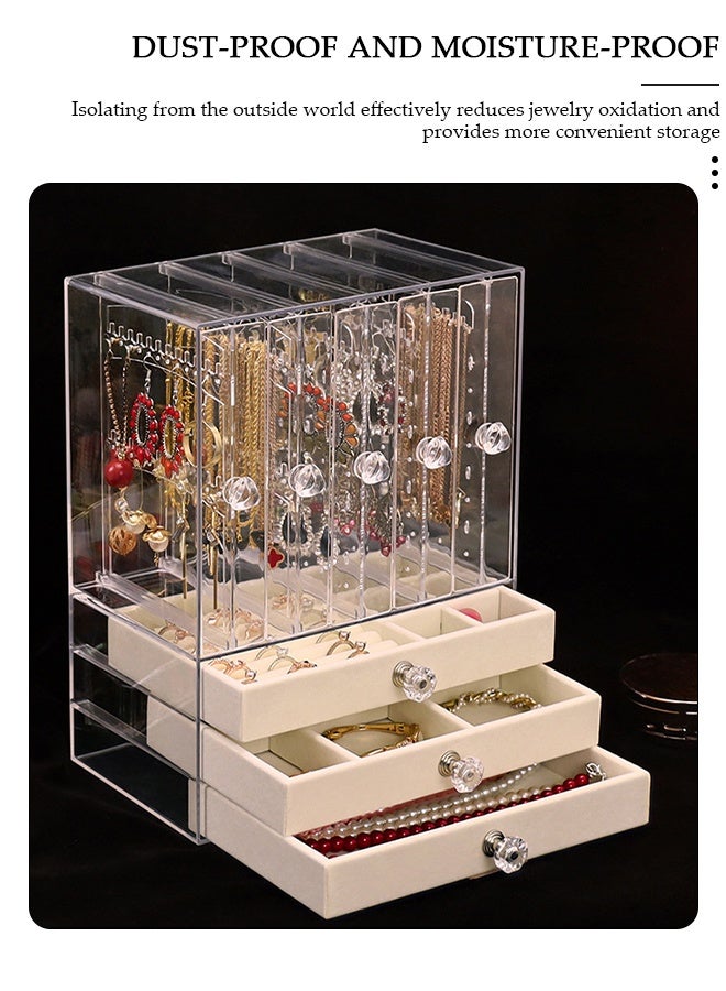DUNISO Acrylic Jewelry Box, Clear Jewelry Organizer, with 4 Drawers & 2 Earring Holder, Dustproof Velvet Jewelry Display Case, For Bracelet Necklace Rings Storage, for Jewelry Storage and Display Gift - Image 5