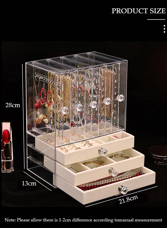 DUNISO Acrylic Jewelry Box, Clear Jewelry Organizer, with 4 Drawers & 2 Earring Holder, Dustproof Velvet Jewelry Display Case, For Bracelet Necklace Rings Storage, for Jewelry Storage and Display Gift - Image 2