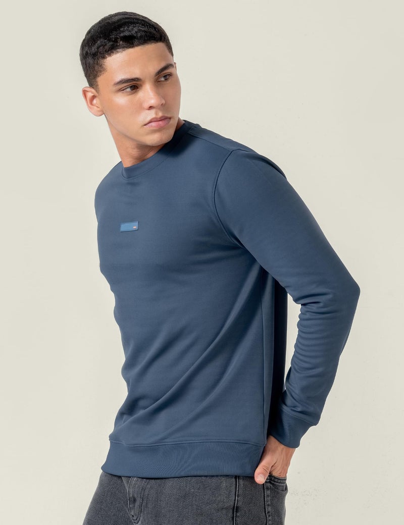 DAMENSCH Regular Fit Matt Solid Premium Microfibre Elastane Sweatshirt Dyes Soft Inner Fleece Fabric for Softer Feel, Comfortable Casual Wear Sweatshirt for Men - Nightfall Blue - M - Image 4