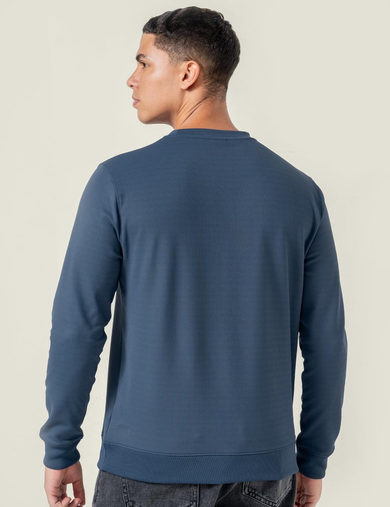 DAMENSCH Regular Fit Matt Solid Premium Microfibre Elastane Sweatshirt Dyes Soft Inner Fleece Fabric for Softer Feel, Comfortable Casual Wear Sweatshirt for Men - Nightfall Blue - M - Image 5