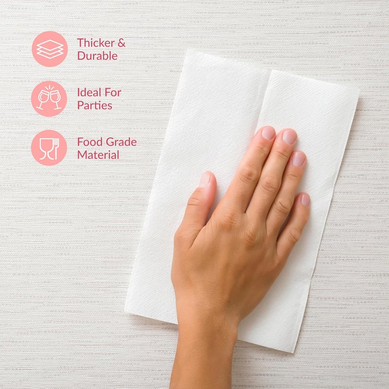 Prestee 400 Linen Feel Disposable Paper Hand Towels - White, Event Supplies, Disposable Guest Towels, Wedding Napkins, Disposable Napkins for Guest Bathroom, Christmas Parties, Holiday Dinners - Image 5