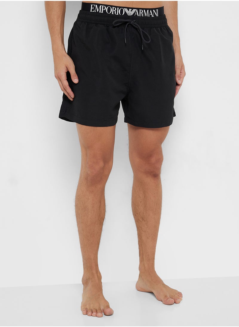 EMPORIO ARMANI Beachwear Logo  Drawstring Shorts  - Image 1
