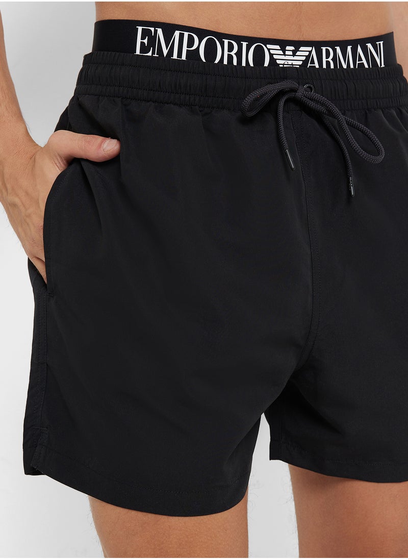 EMPORIO ARMANI Beachwear Logo  Drawstring Shorts  - Image 4