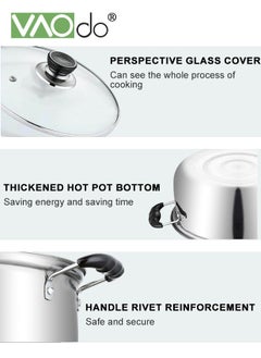 VAOdo 3PCS Pots and Pans Set Stock pots Milk Pots and Saucepans with Lids  Thickened Stainless Steel Material Cookware Set  - Image 3
