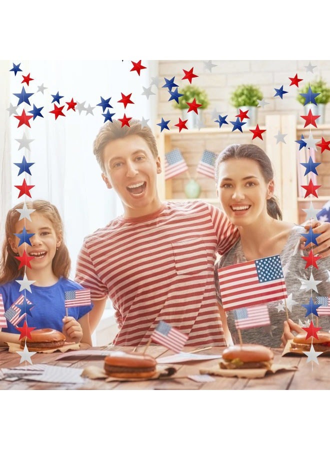 JIALWEN Patriotic Star Streamers Banner Garland Decorations for 4th of July Red White Blue Hanging Stars Banner Memorial Day Independence Day Celebration Veterans Day Party Decorations, 8 Pack - Image 5