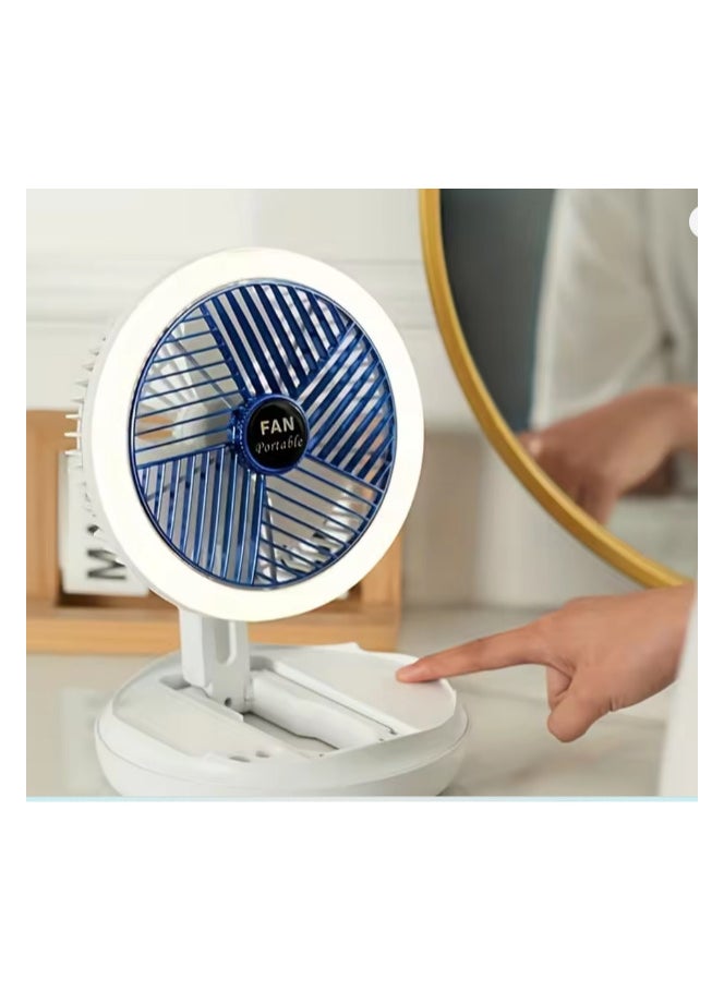 Generic USB Charging Foldable Table Fan, 4 Wind Speeds and Hook Wall Mounted Hanging Ceiling Fan with LED Light Travel Fan for Office Bedside Camping-No light - white, Multi-functional Folding Fan with Night Light, Wall-mounted Rechargeable Hanging Fan  - Image 4