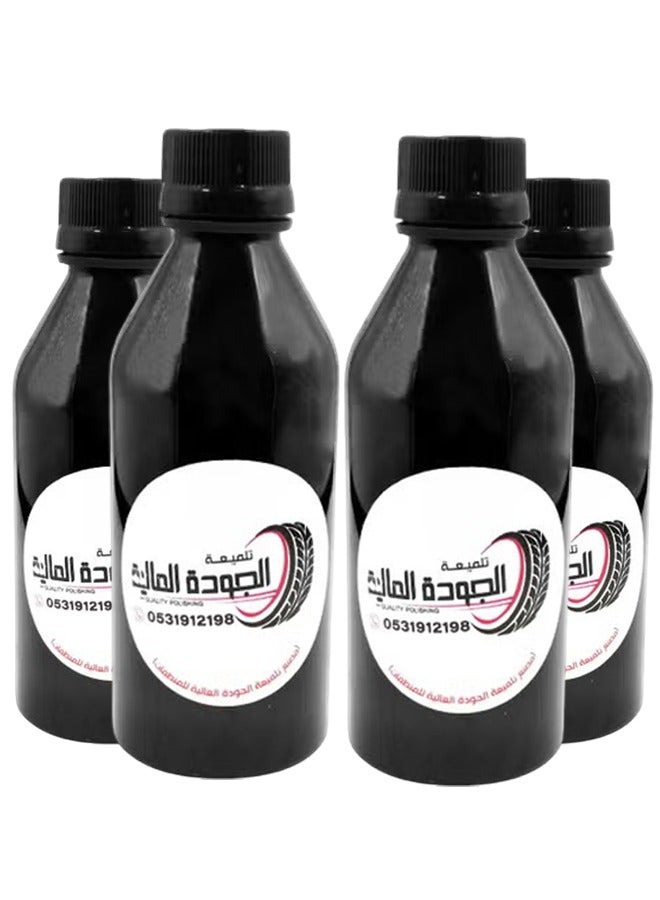 جودة 4 عبوات من سائل تلميع الإطارات الفاخر (100 مل) - طبقة لامعة لإطارات السيارات والدراجات والشاحنات، لمعان يدوم طويلاً، مُجدِّد ومُلمِّع للمطاط، حماية بمظهر "رطب" فوري، تركيبة سهلة الاستخدام، 4 عبوات سعة 100 مل. - Image 1