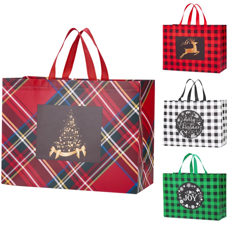 Fayayuan 12PCS Extra Large Christmas Gift Bags 169 126 71 Reusable Tote Bags with Handle NonWoven Christmas Bags for Gifts Wrapping Xmas Holiday