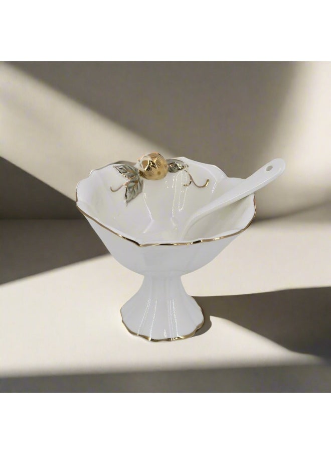 SIDDIQ Brd-403 Ceramic Dessert Bowl & Spoon 6Pc Set 
