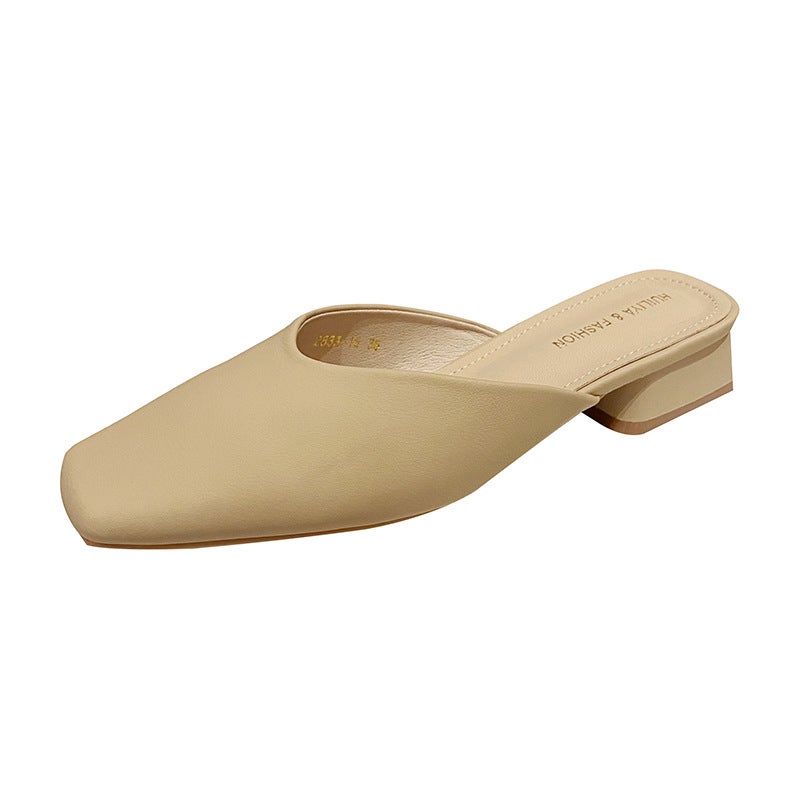 Hui Liya French-Style Closed-Toe Mules For Women 2024 Backless Slip-On Chunky Heel 2833-16 Breathable - Image 1