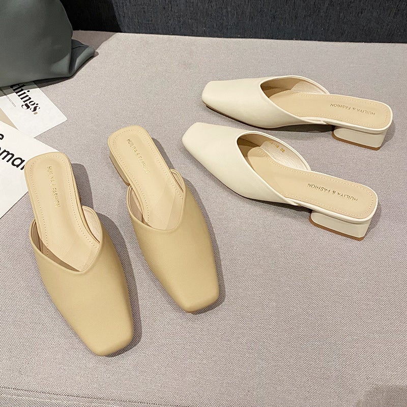Hui Liya French-Style Closed-Toe Mules For Women 2024 Backless Slip-On Chunky Heel 2833-16 Breathable - Image 2