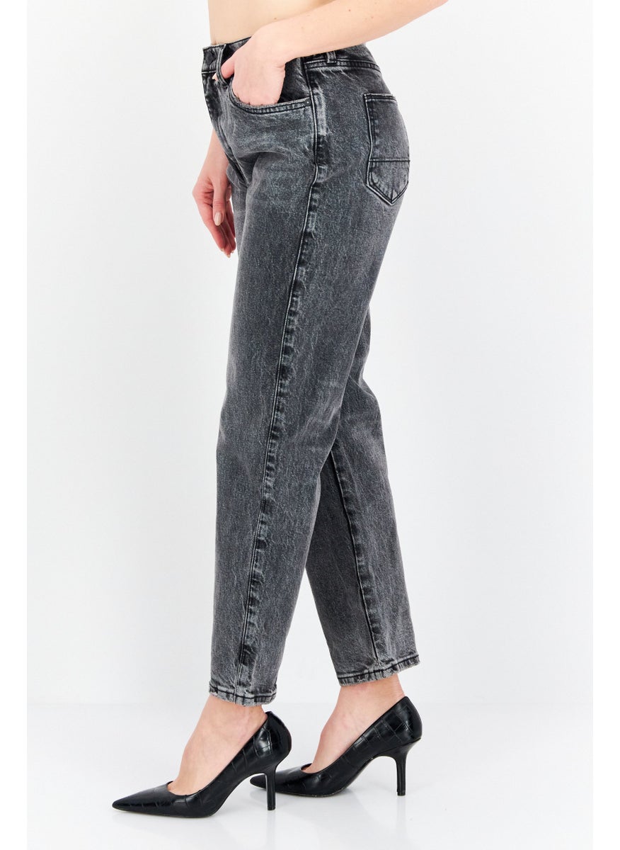 Earnest Sewn Women Slim Fit High Waist Solid Denim Jeans, Grey  - Image 2