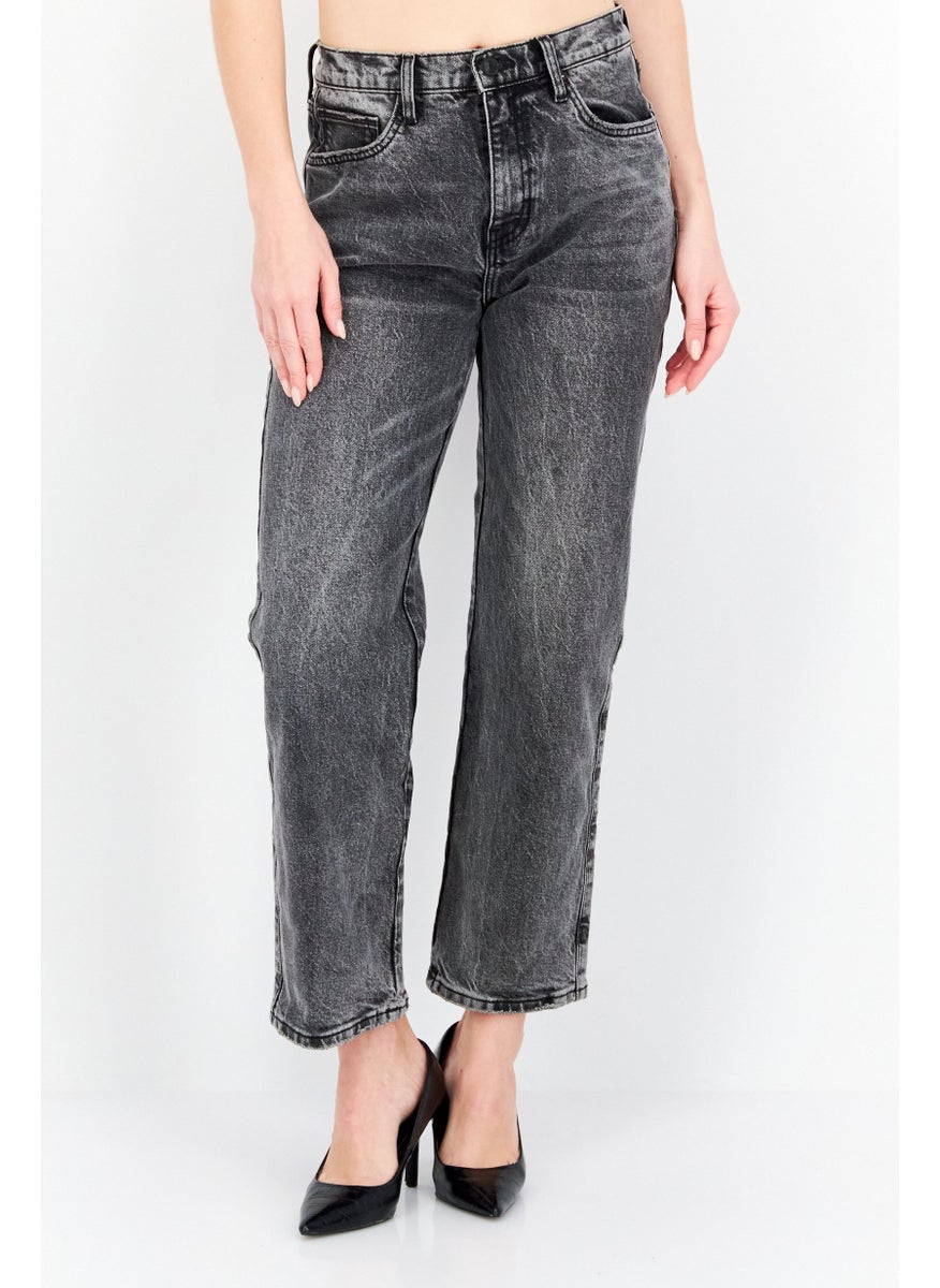 Earnest Sewn Women Slim Fit High Waist Solid Denim Jeans, Grey  - Image 1
