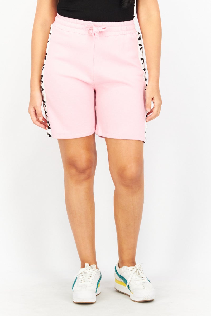 NA-KD Women Brand Logo Basic Shorts, Pink - Image 1