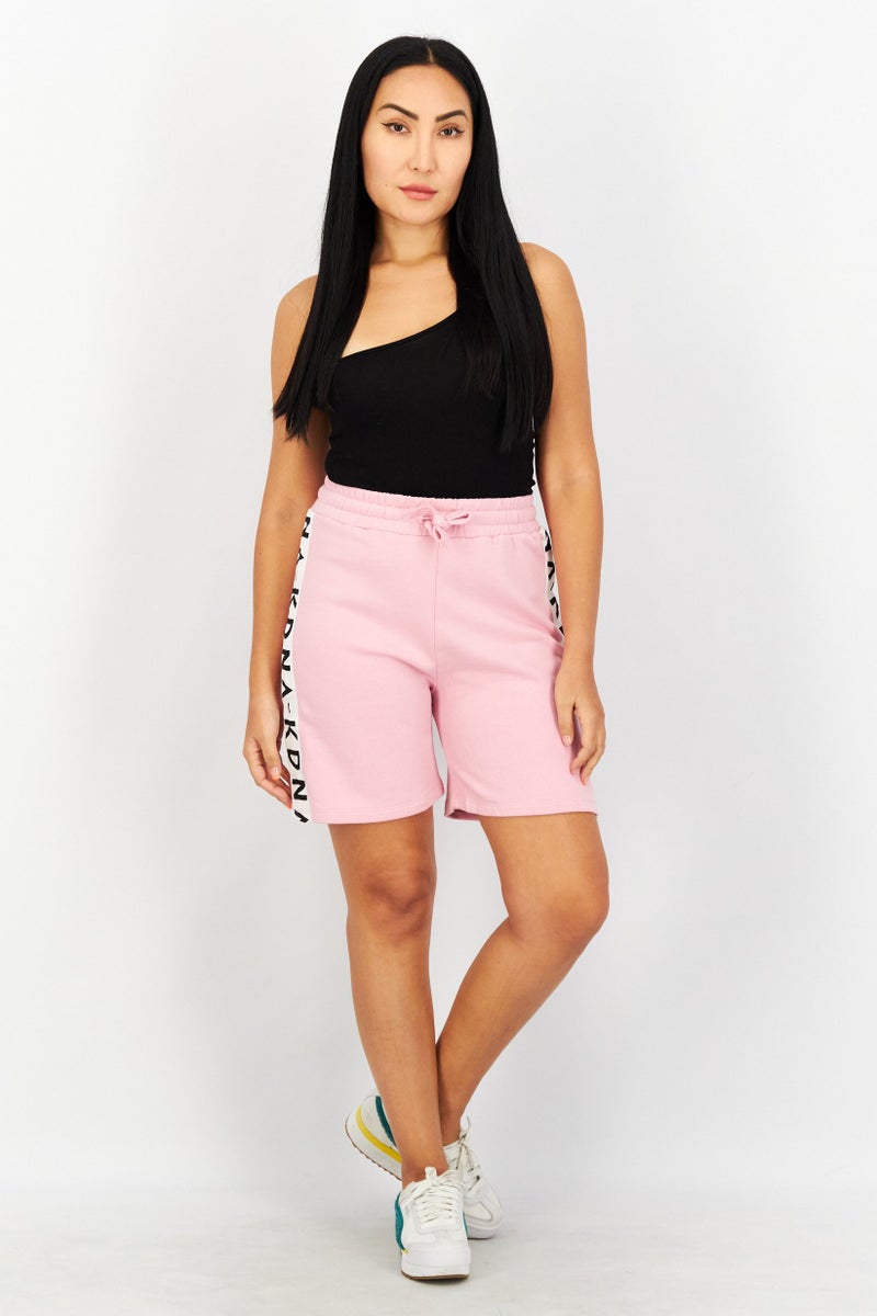 NA-KD Women Brand Logo Basic Shorts, Pink - Image 4