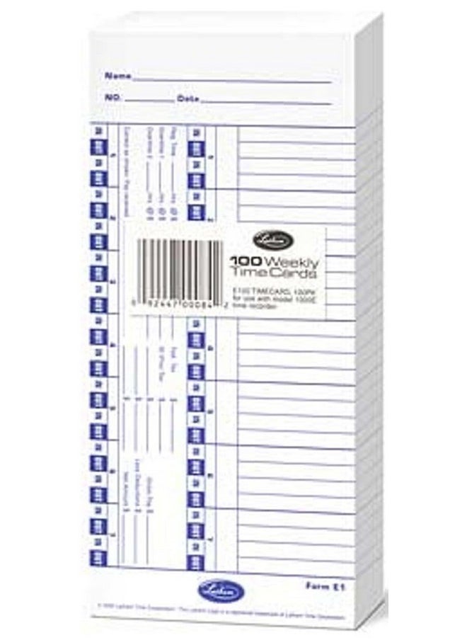 Lathem - Lathem Time E100 Time Card For Lathem Models 900E/1000E/1500E/5000E White 100/Pack - Image 1