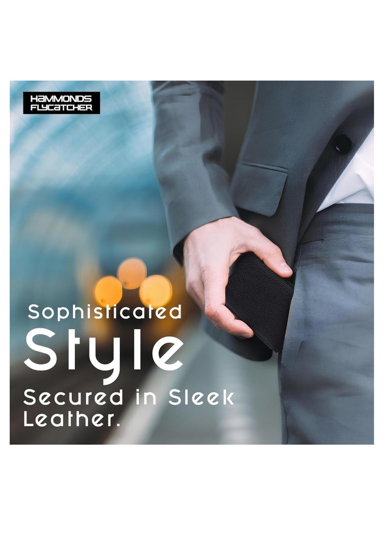  هاموندز فلاي كاتشر محفظة جلدية لحمل البطاقات للرجال والنساء، محفظة مزودة بحامل بطاقات الصراف الآلي/الائتمان محمية بتقنية تحديد الهوية بموجات الراديو للرجال مع 6 فتحات، هدية للرجال والأب والزوج والصديق - Image 5