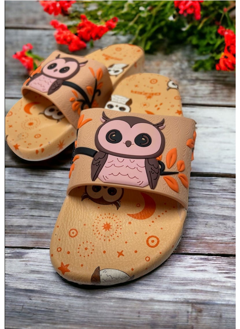 Gezer - Wandering Owl Detailed Non-Slip Plastic Pool Sea Bathroom Balcony Terrace Home and Street Slippers - Image 1