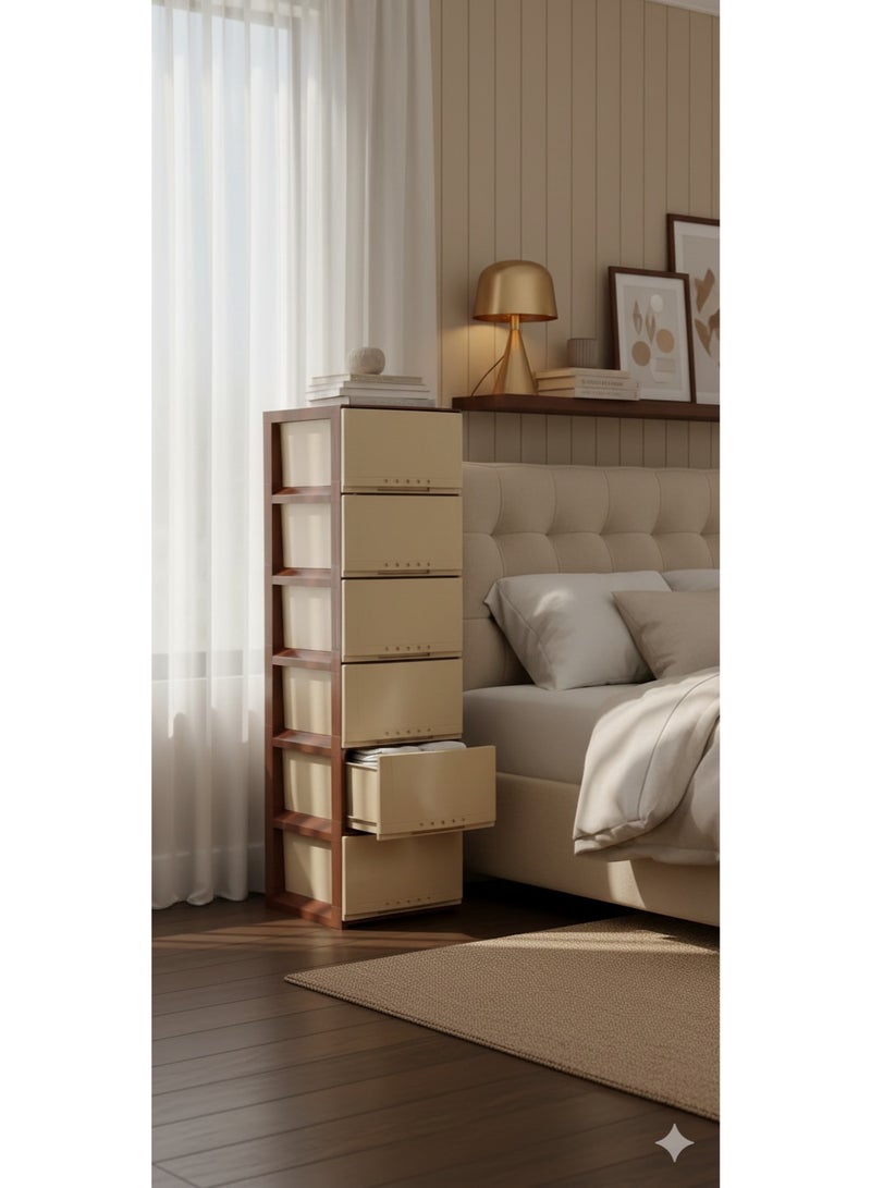 المفرج درج تخزين بلاستيك  6 طوابق متعددة الاستخدامات 42×34×124 سم - Image 1