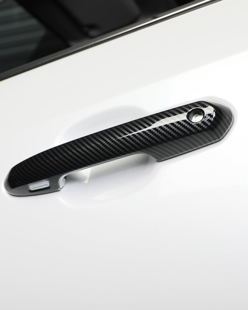 YAKANEY for Toyota RAV4 2019-2024 Door Handle Cover Trims, for Highlander 2020-2024 Carbon Fiber Grain Exterior Sporty Decorative Door Handle Strip Cover Molding Trims(with Smart Key Hole)- Carbon - Image 5