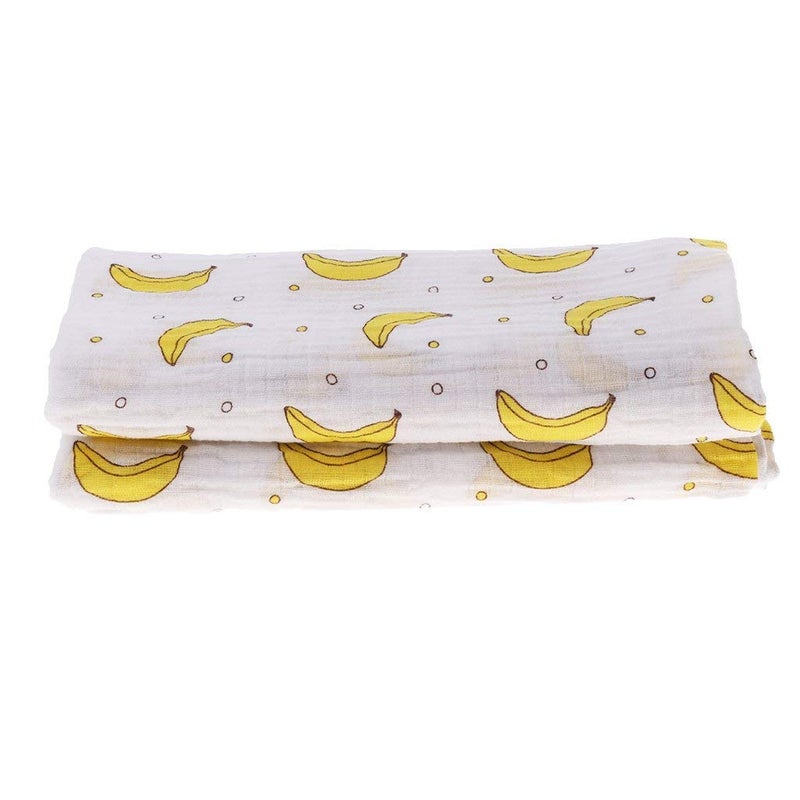 Muslin Swaddle Square Blankets Baby Receiving Blanket Wrap Swaddle Towel for Girl Shower Gift  Banana