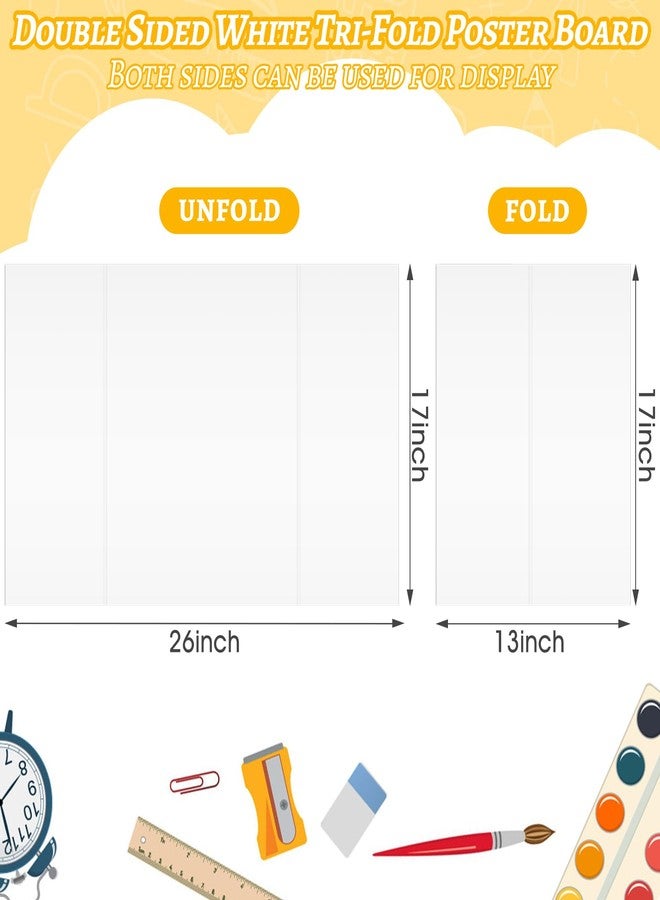 VZZNN 20 Pack Trifold Poster Board (26" x 17"), White Poster Board for Science Fairs, School Projects, Graduation Party, Event Displays, and Business Presentations - Image 2