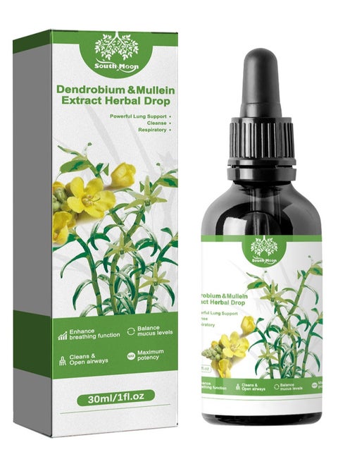 Dendrobium and Mullein Extract Herbal Drop，Fragrant Tree and Mulleel Extract - Powerful Lung Support and Clean Breathing, Herbal Lung Health Serum, Root Mullein Extract Herbaceous